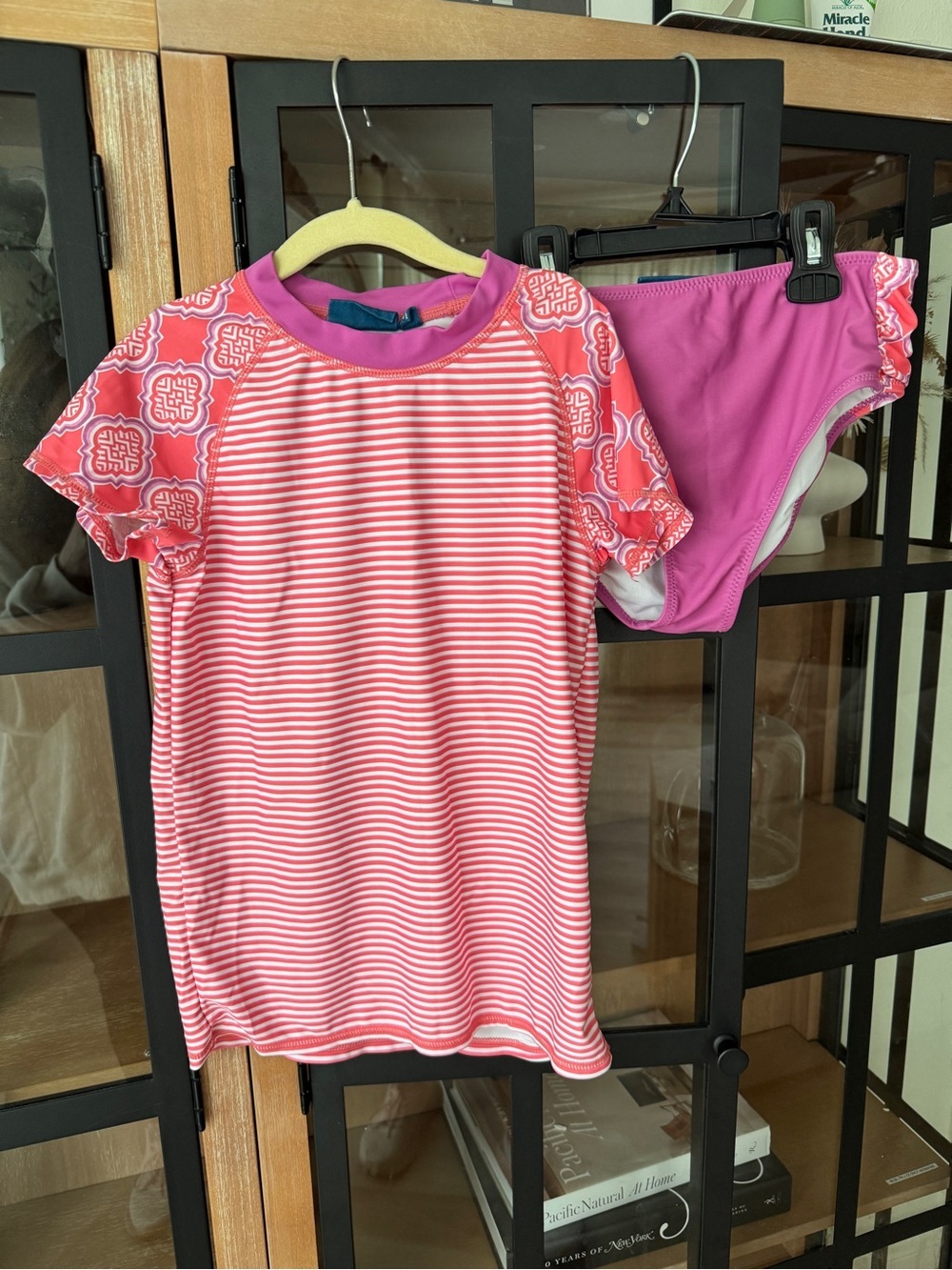 Cabana Life girls swimsuit set RashGuard top Bikini Bottoms UPF 50+ Short Sleeve